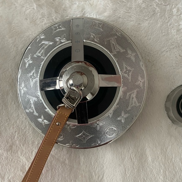 Louis Vuitton Silver Monogram speaker with Tan Strap
